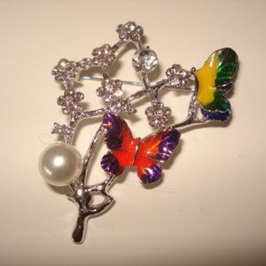 ***Crystal Cherry Tree Branch w/Butterfly & Pearl